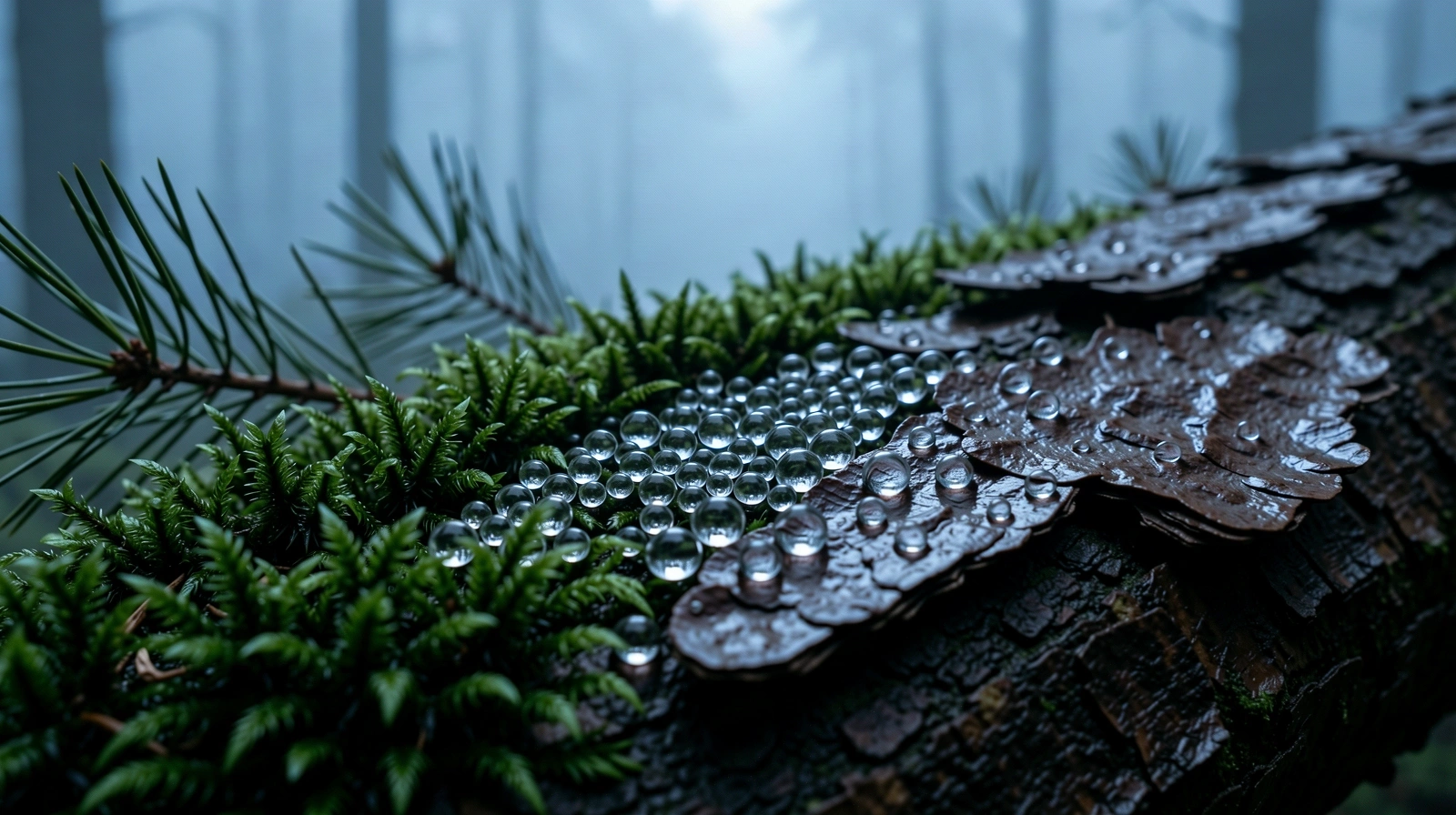 Botanische Texturen im Nebel